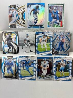 Jahmyr Gibbs/Amon-Ra St. Brown/Goff/Hutchinson/LaPorta/Sewell Lions lot of 11